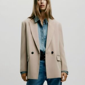 Zara Oversized Double-Breasted Blazer – Women’s Size M